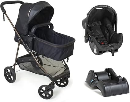 Travel System Galzerano Napoli 1452 Com Base para Carro Trio Preto e Cobre