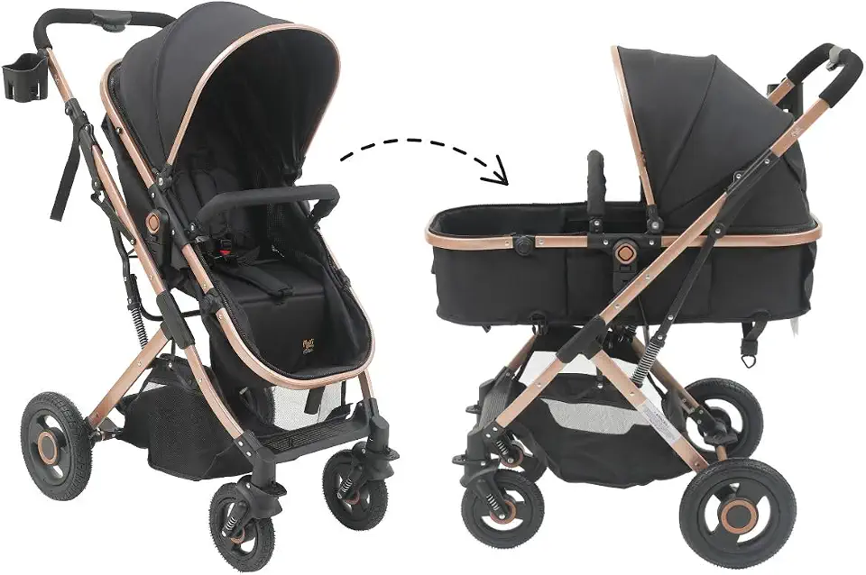 Carrinho Passeio Bebê Moisés Reversível Elysian Maxi Baby (Preto)