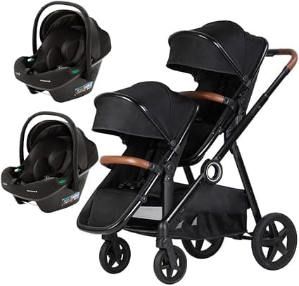 Kikka Boo Carrinho Para Gêmeos Go 2 Black + 2 Bebês Conforto