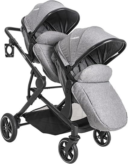Carrinho para Gêmeos Berço Passeio Kiddo Pair Cinza